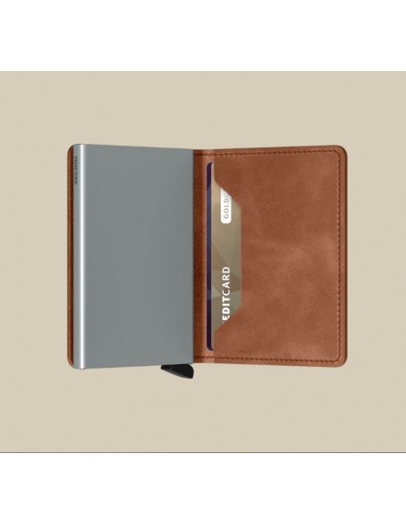 Slimwallet Vintage Cognac Silver