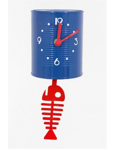 Pequeño reloj bote de conservas azul