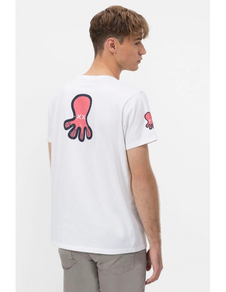 CAMISETA TRIPLE LOGO DIBUJADO BLANCO PURO