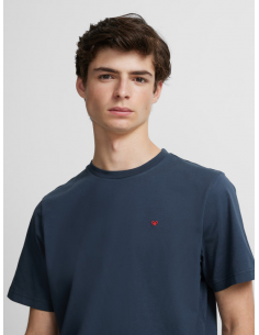 Camiseta silbon minilogo azul marino