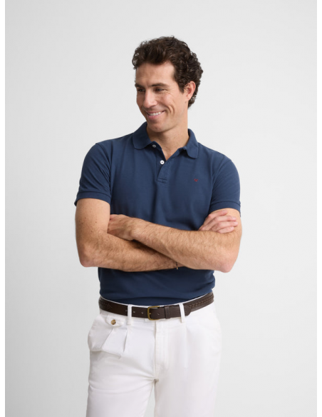 Polo clasico liso azul marino