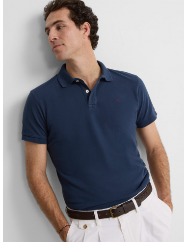 Polo clasico liso azul marino