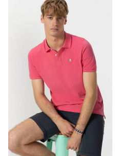 POLO LAVADO BORDADOS A CONTRASTE ROSA CHICLE