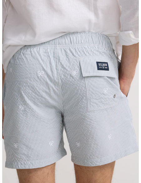 Bañador rayas verde medio