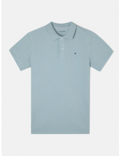Polo clasico liso azul gris