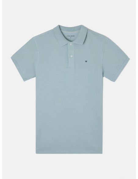 Polo clasico liso azul gris