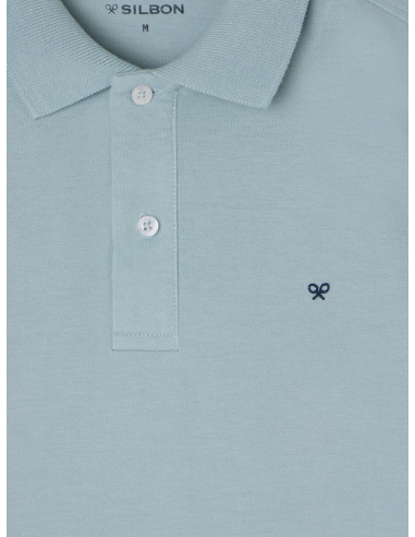 Polo clasico liso azul gris