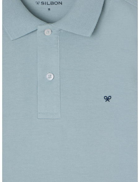 Polo clasico liso azul gris