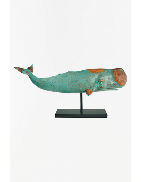 Cachalote grande turquesa base metal L: 77 CM - H: 35 CM
