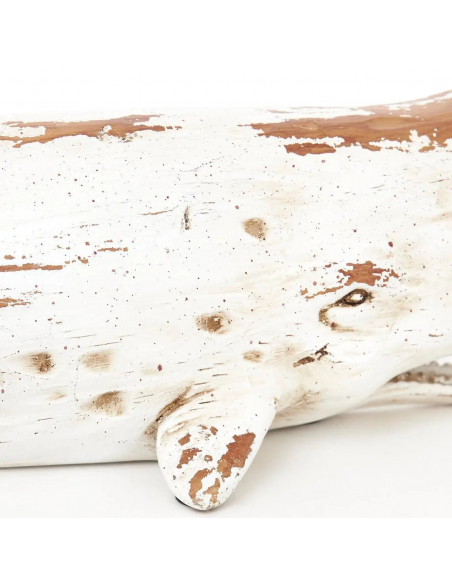 Cachalote blanco en resina envejecida L:40cm H:13cm