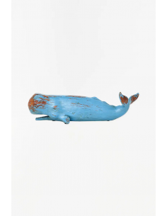 Cachalote azul en resina envejecida L:40cm H:13cm