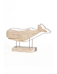 Ballena de madera con silueta de metal L: 50 cm - H: 30,5 cm