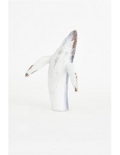 Ballena decorativa en resina azul y blanca L: 33,5 cm - H: 40 cm