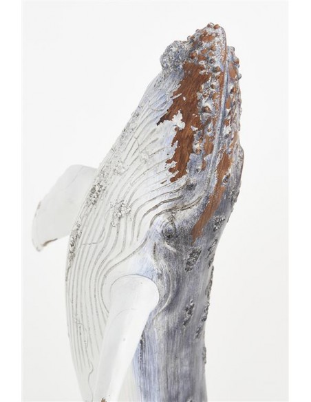 Ballena decorativa en resina azul y blanca L: 33,5 cm - H: 40 cm