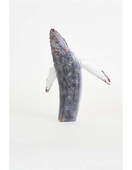 Ballena decorativa en resina azul y blanca L: 33,5 cm - H: 40 cm