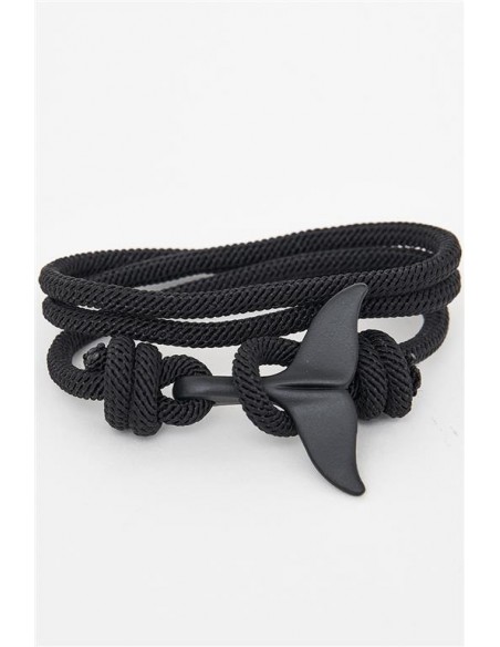 Pulsera de cuerda negra con cola de ballena