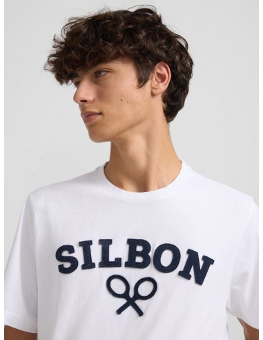 Camiseta silbon raqueta media blanca