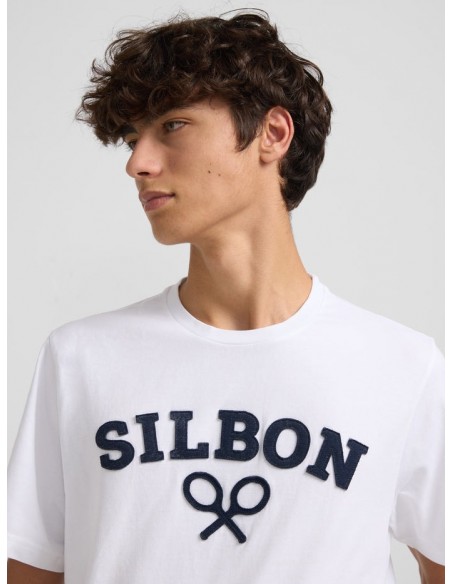 Camiseta silbon raqueta media blanca