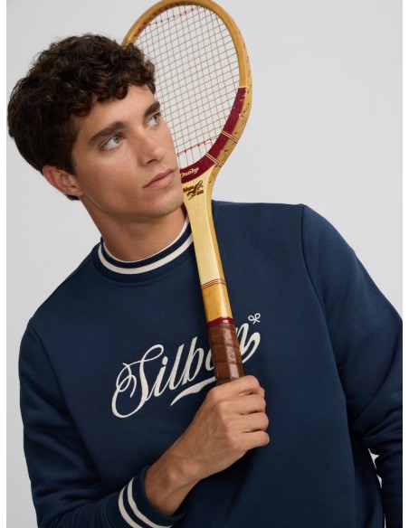 Sudadera retro lettering marino