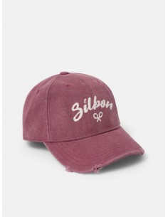 Gorra silbon desgastada burdeos