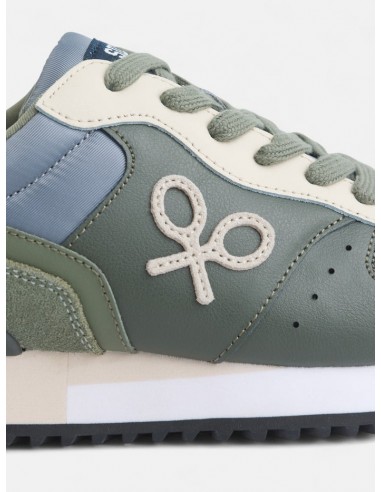 Zapatilla running sport verde beige