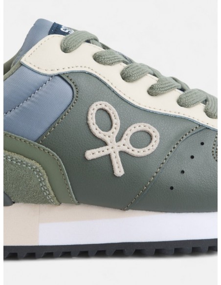 Zapatilla running sport verde beige