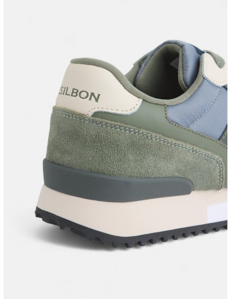 Zapatilla running sport verde beige
