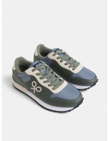 Zapatilla running sport verde beige