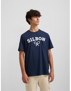 Camiseta silbon raqueta media azul marino