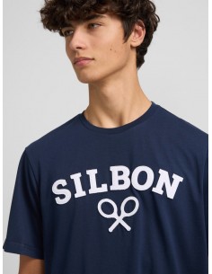 Camiseta silbon raqueta media azul marino 2