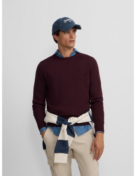 Jersey classic cuello redondo burdeos oscuro