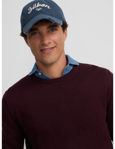 Jersey classic cuello redondo burdeos oscuro