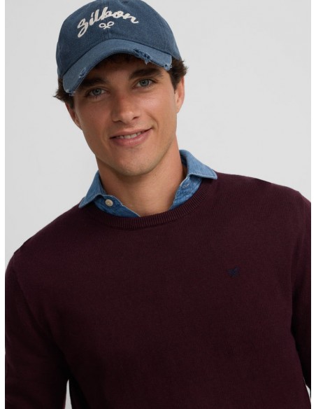 Jersey classic cuello redondo burdeos oscuro