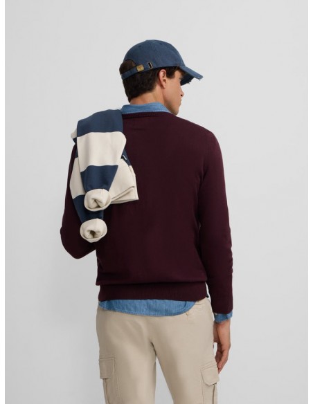 Jersey classic cuello redondo burdeos oscuro