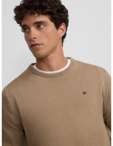 Jersey classic cuello redondo beige oscuro