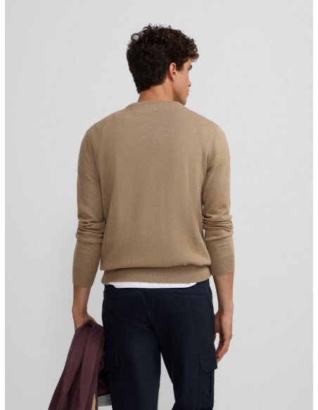 Jersey classic cuello redondo beige oscuro