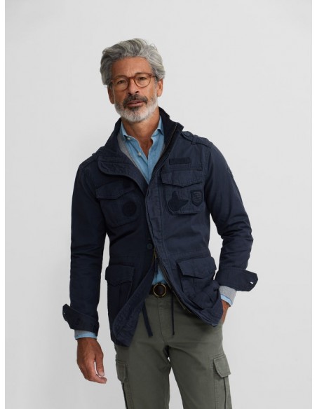 Chaqueta militar parches dye azul marino