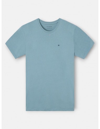 Camiseta silbon minilogo azul indigo