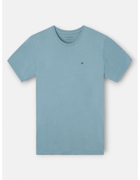 Camiseta silbon minilogo azul indigo