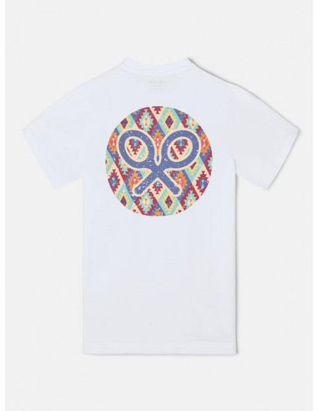 Camiseta circulo etnico multicolor blanca