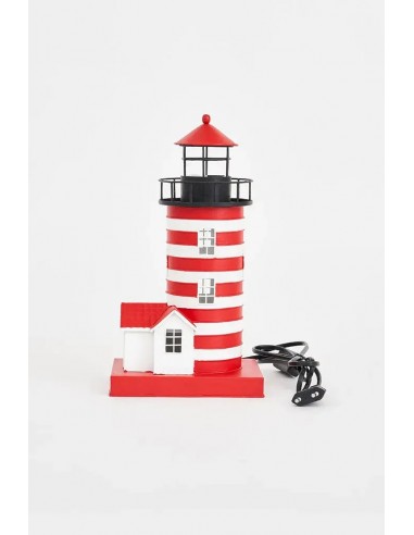 Faro de metal con casa: L: 16 cm - W: 12 cm - H: 29,5 cm
