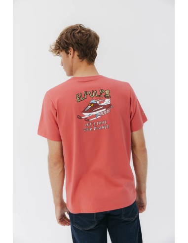 CAMISETA LET´S SAVE OUR PLANET ROJO DELAVÉ