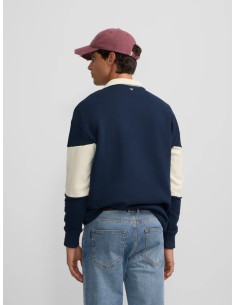 Sudadera cuello polo relaxed fit panel azul marino 2