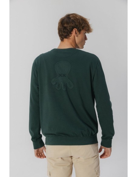 SUDADERA LOGO TEJIDO MELANGE VERDE BOTELLA