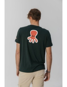 CAMISETA ESTAMPADO TRIPLE LOGO DESGASTADO VERDE BOTELLA