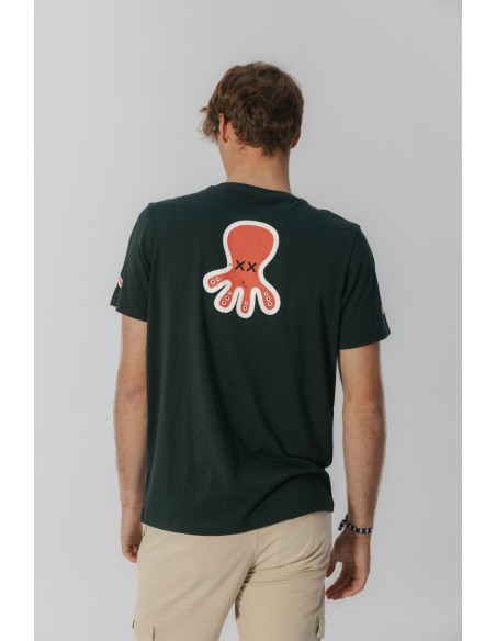 CAMISETA ESTAMPADO TRIPLE LOGO DESGASTADO VERDE BOTELLA