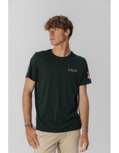 CAMISETA ESTAMPADO TRIPLE LOGO DESGASTADO VERDE BOTELLA