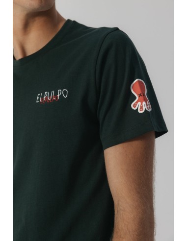 CAMISETA ESTAMPADO TRIPLE LOGO DESGASTADO VERDE BOTELLA