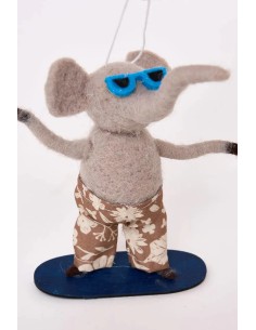 Colgante Navideño de fieltro Elefante snowboarder 2