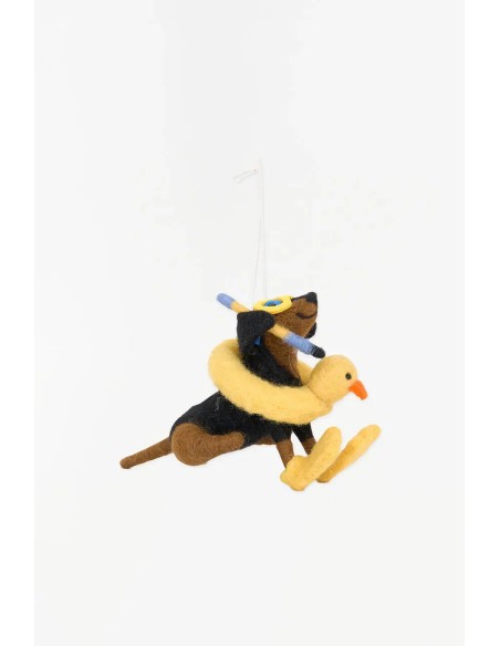 Colgante Navideño de fieltro Perro con flotador